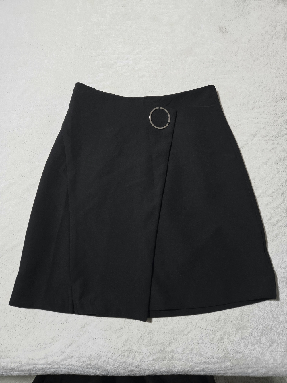 Classic Black A-Line Skirt with Ring Detail